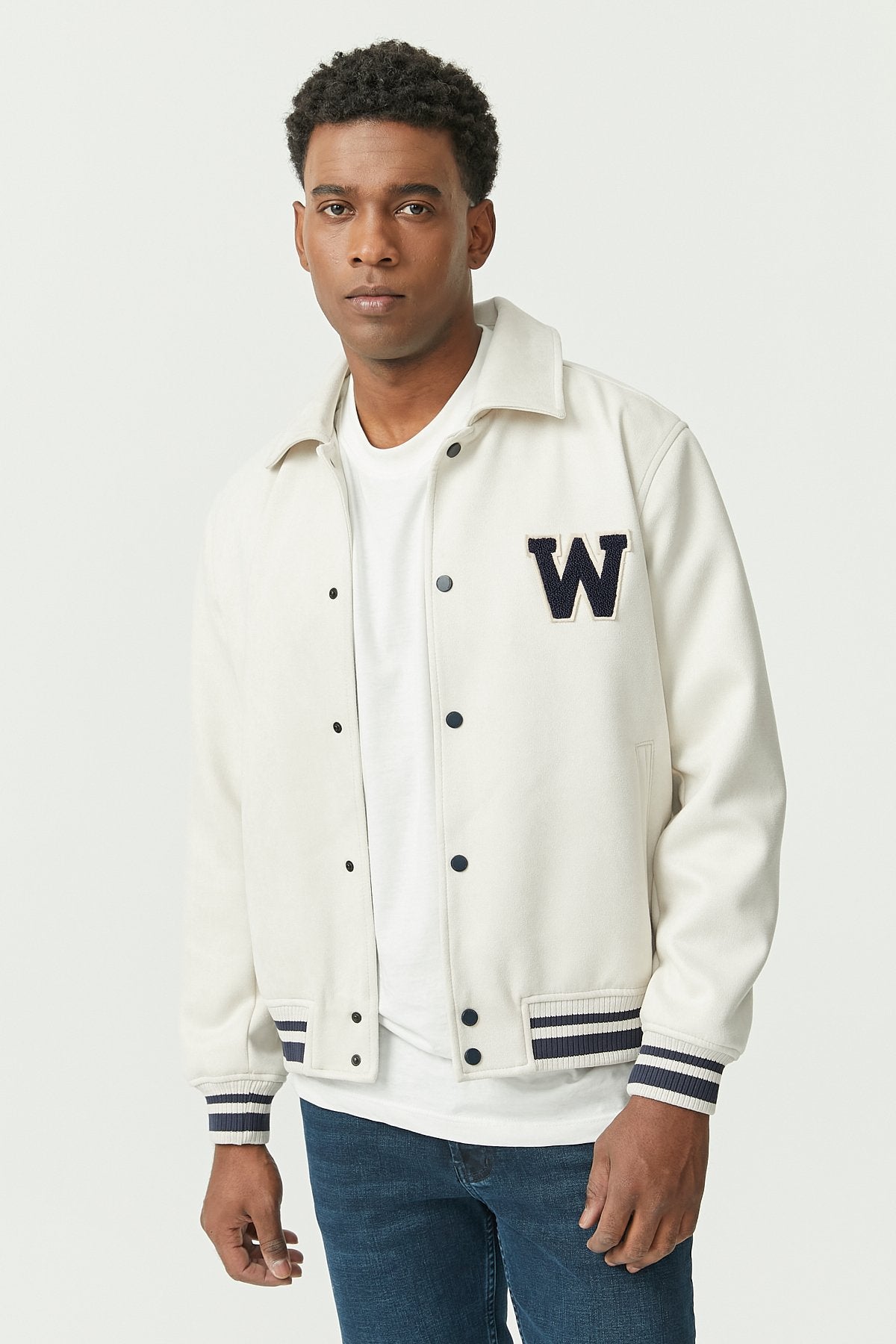 Men's Patched Faux Suede Jacket