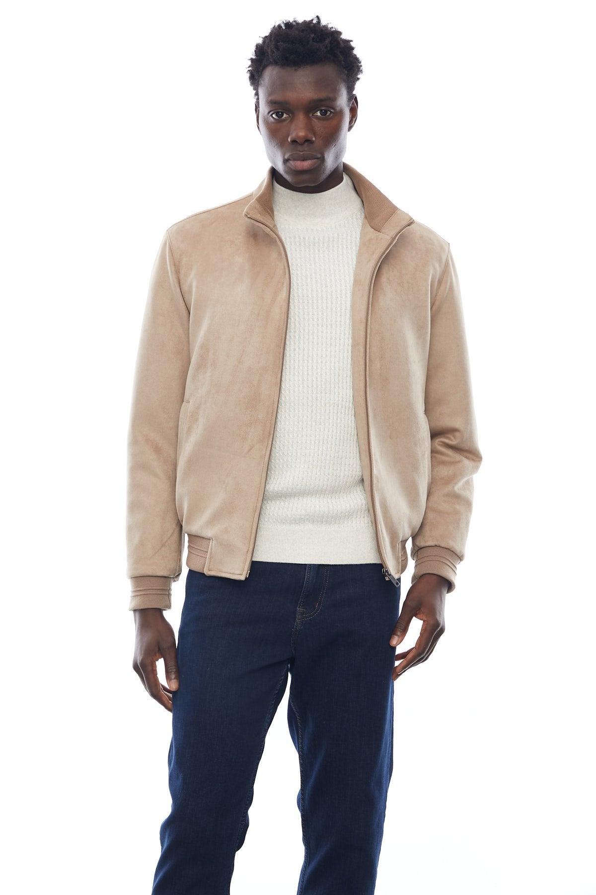 Men's Short Jacket with a Grandad Collar