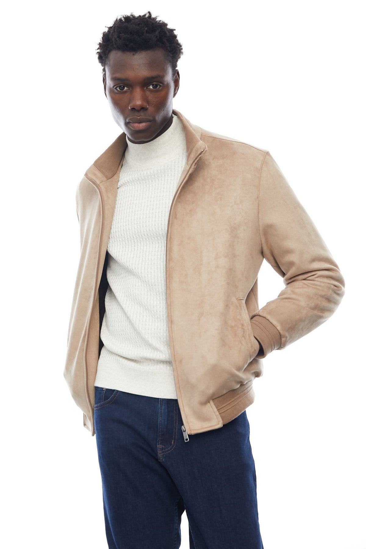 Men's Short Jacket with a Grandad Collar