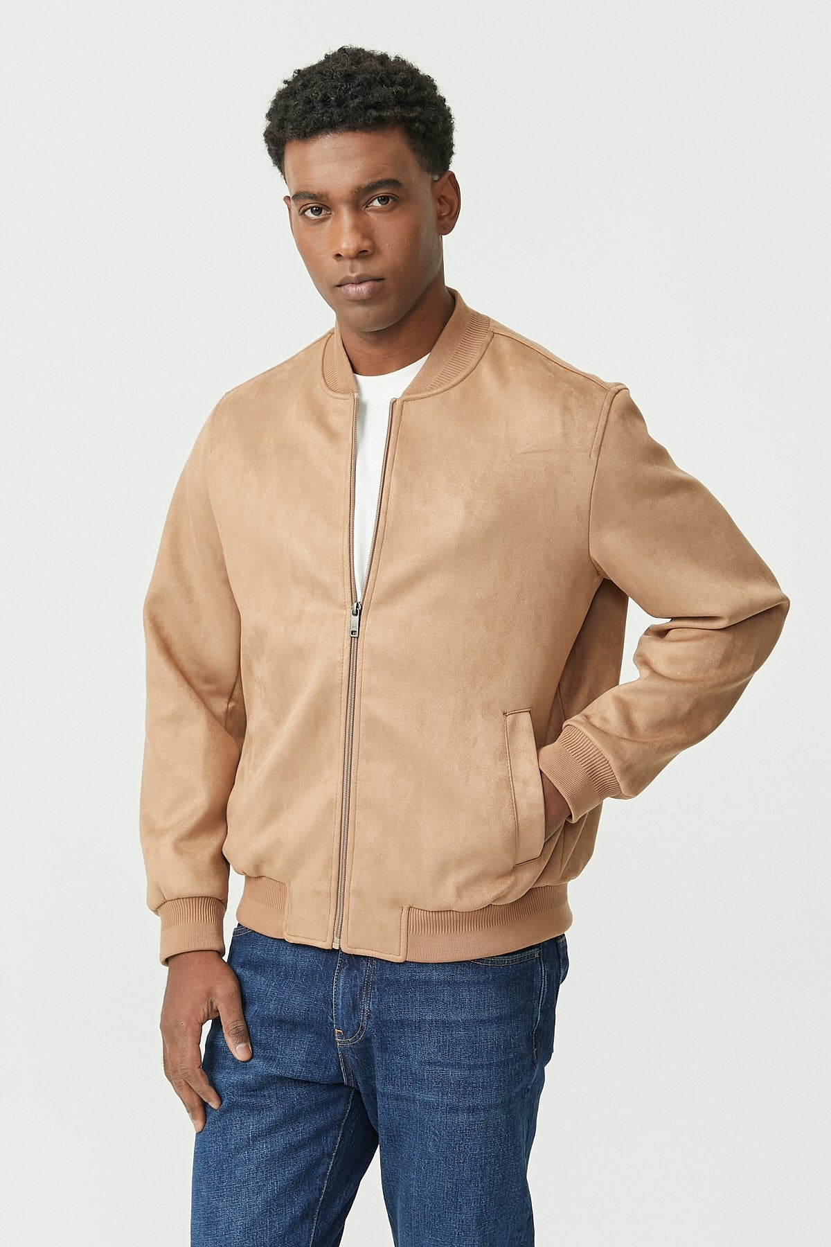 Men's Suede Bomber Thin Coat