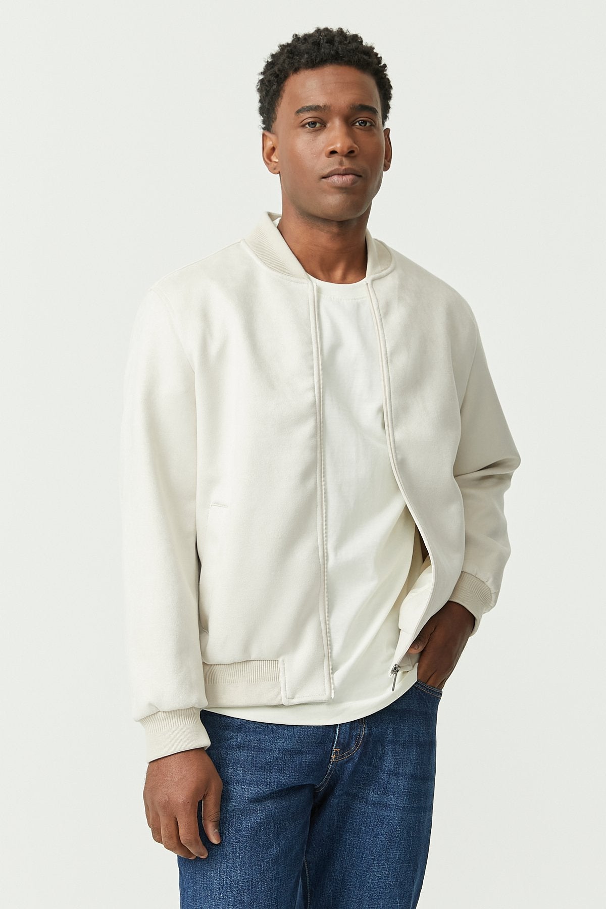 Erkek Süet Bomber İnce Mont