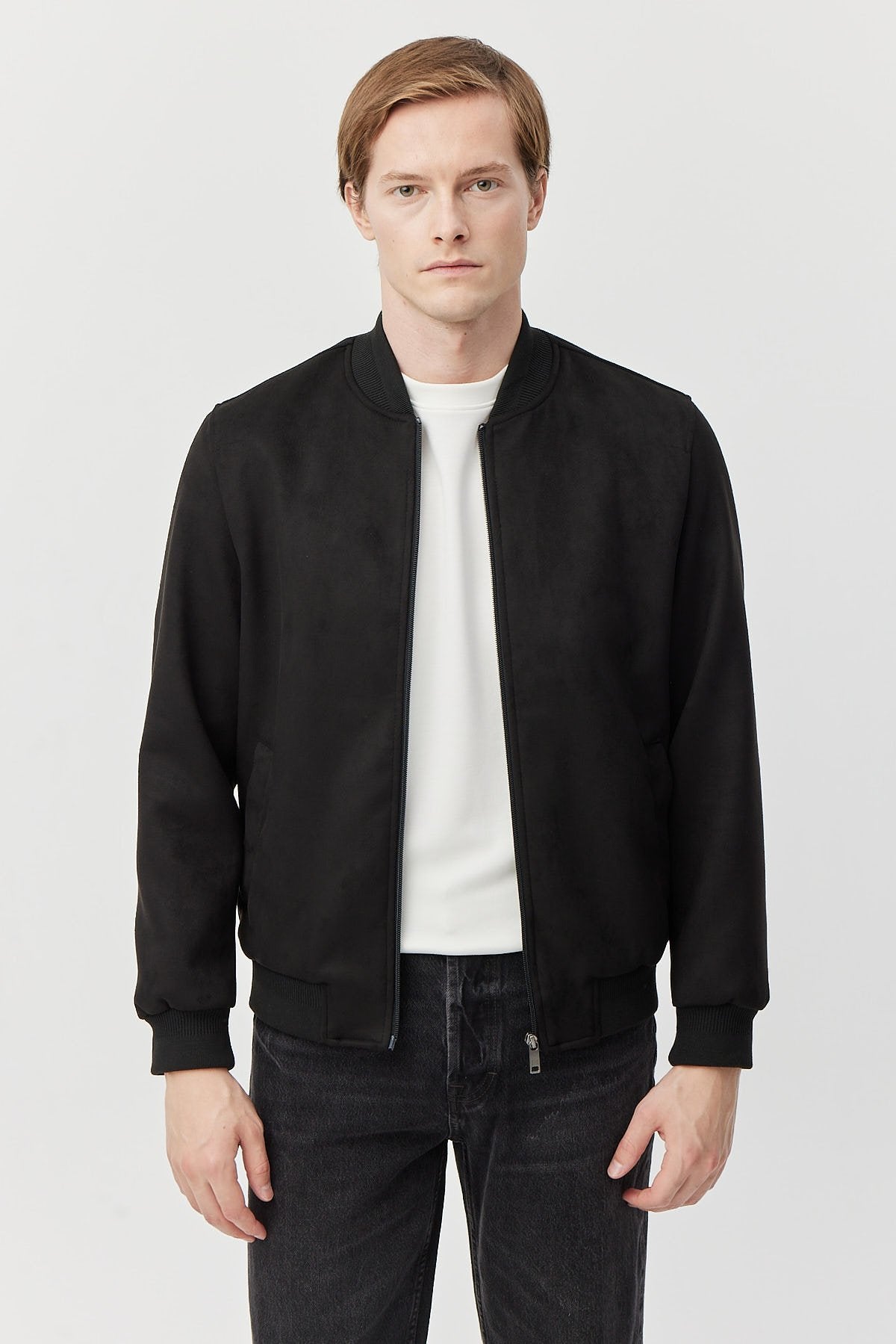 Erkek Süet Bomber İnce Mont