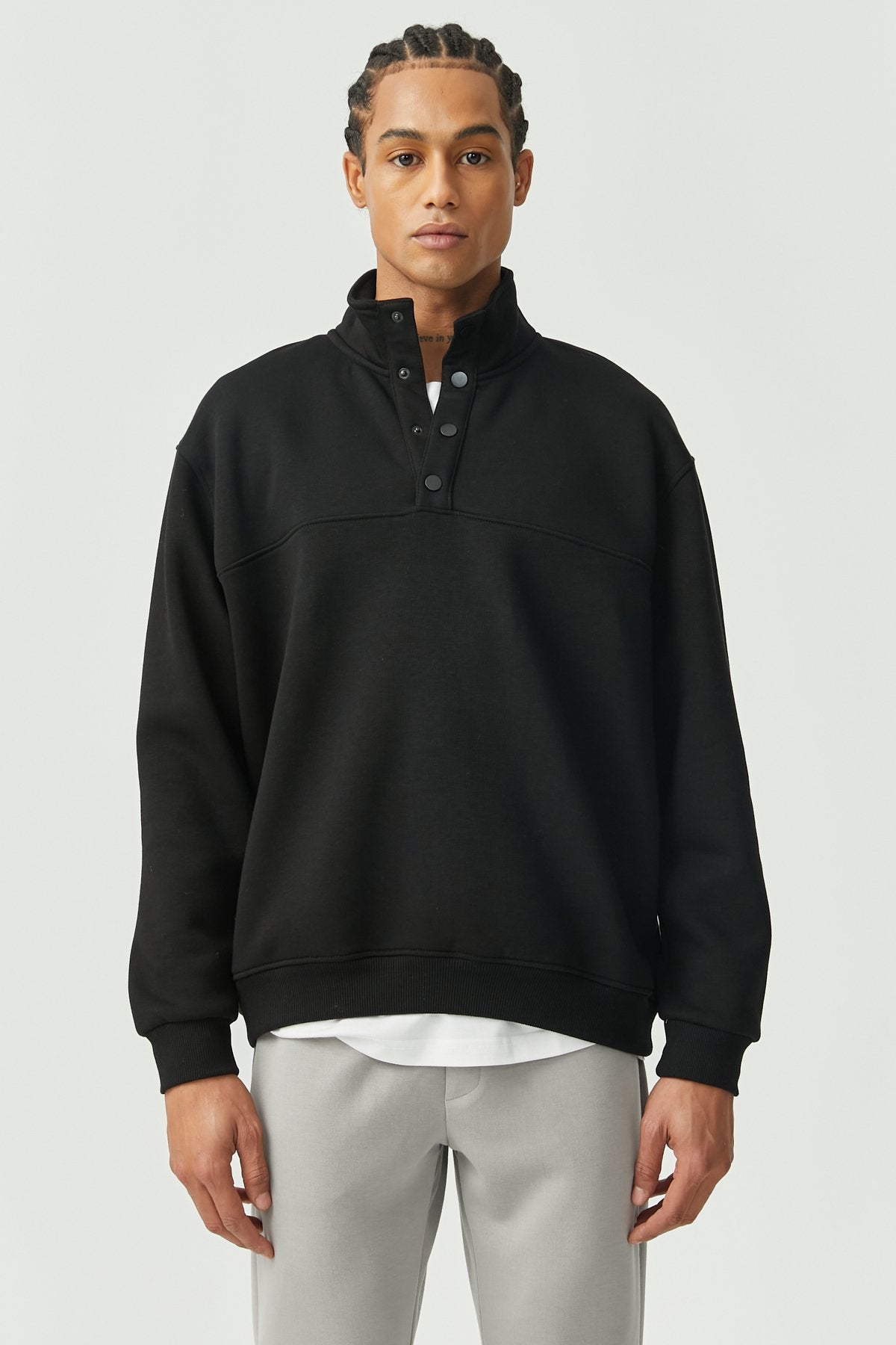 Snap Yakalı Sweatshirt
