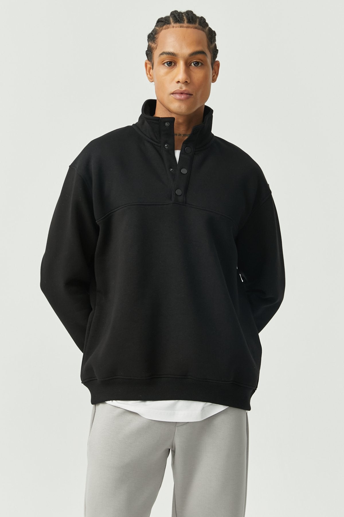 Snap Yakalı Sweatshirt