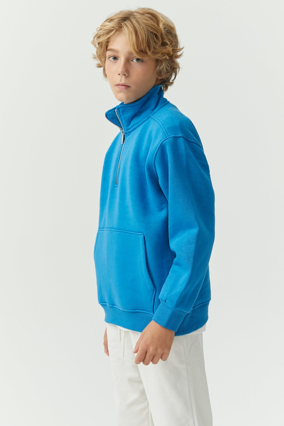 Boy's Collar Zippered Sweat Top
