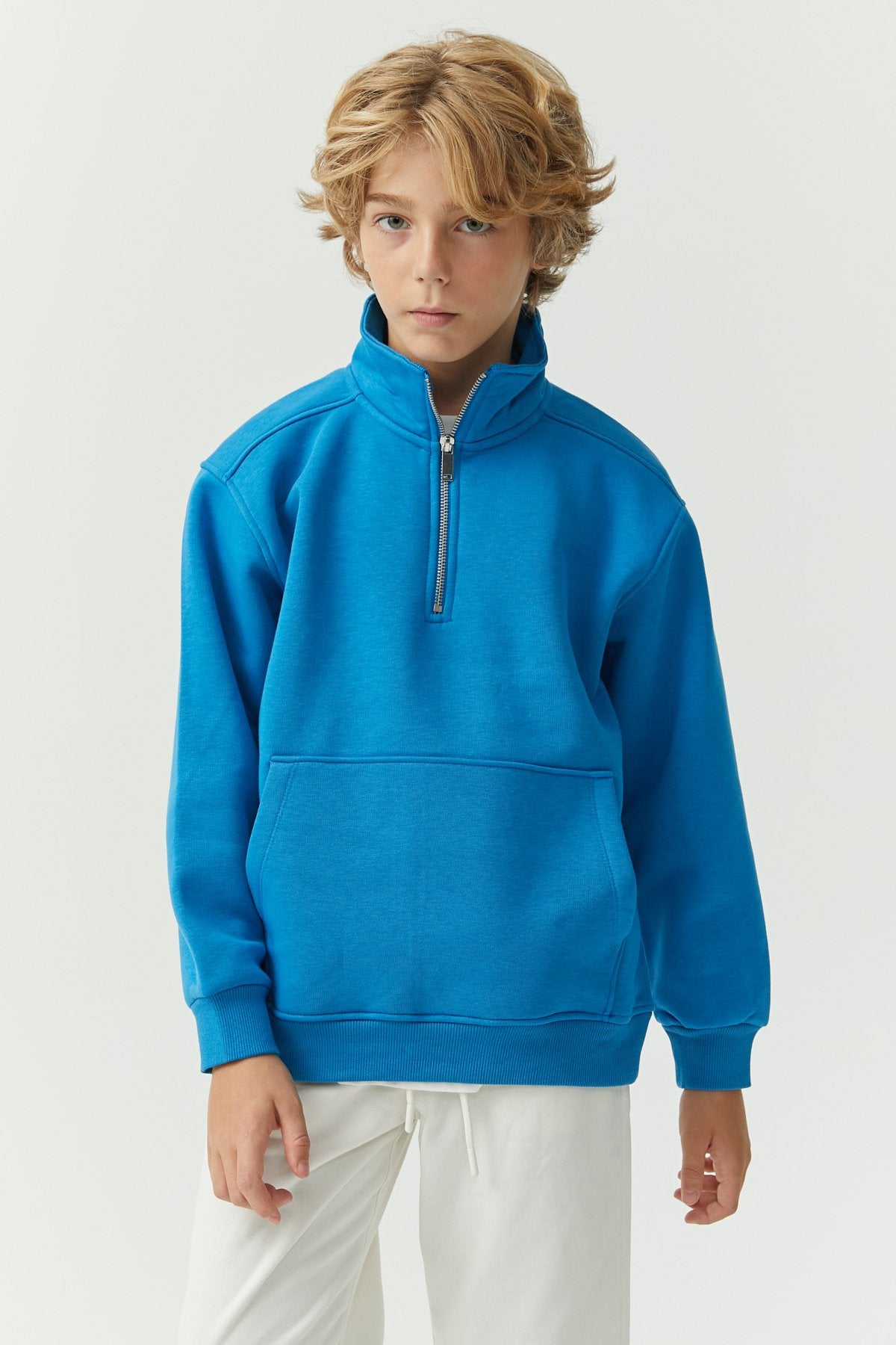 Boy's Collar Zippered Sweat Top