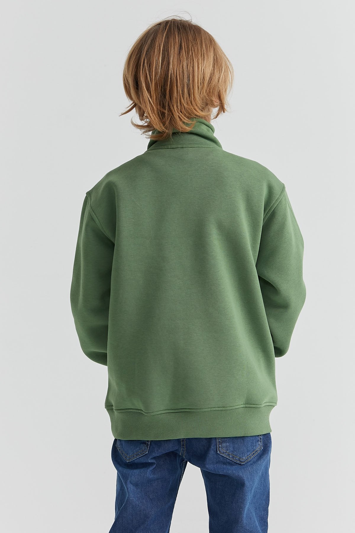 Boy's Collar Zippered Sweat Top