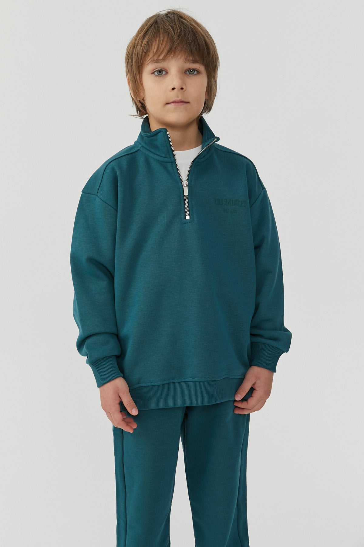 Boy's Collar Zippered Sweat Top