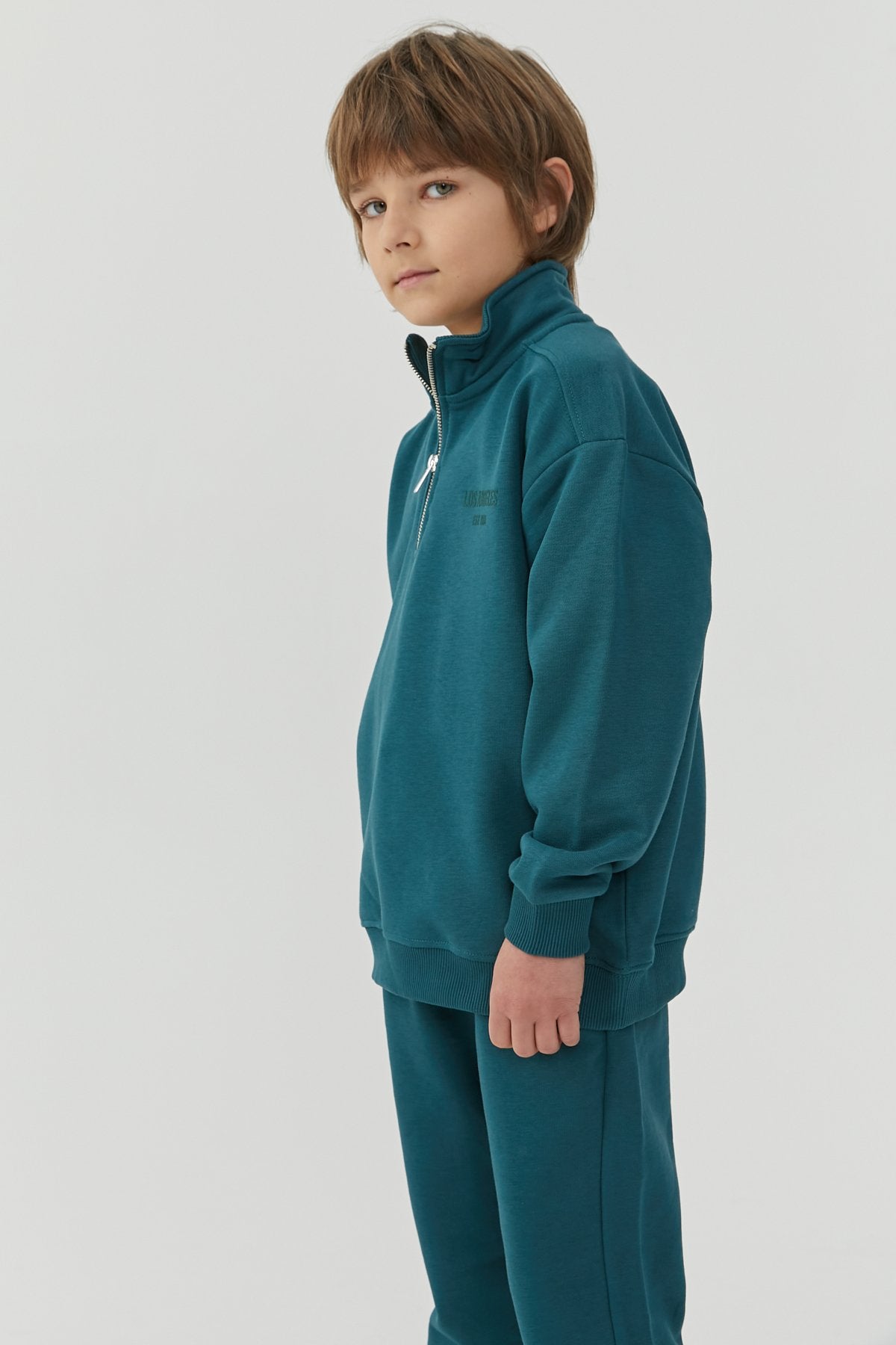 Boy's Collar Zippered Sweat Top