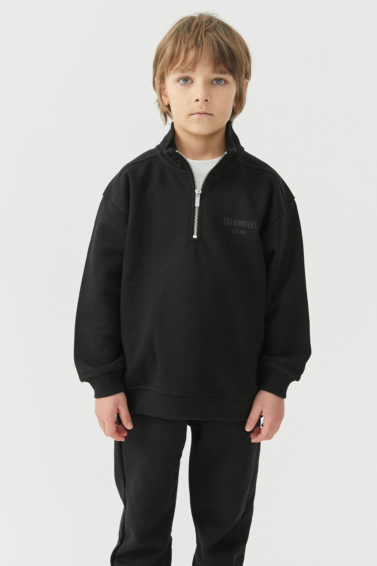 Boy's Collar Zippered Sweat Top
