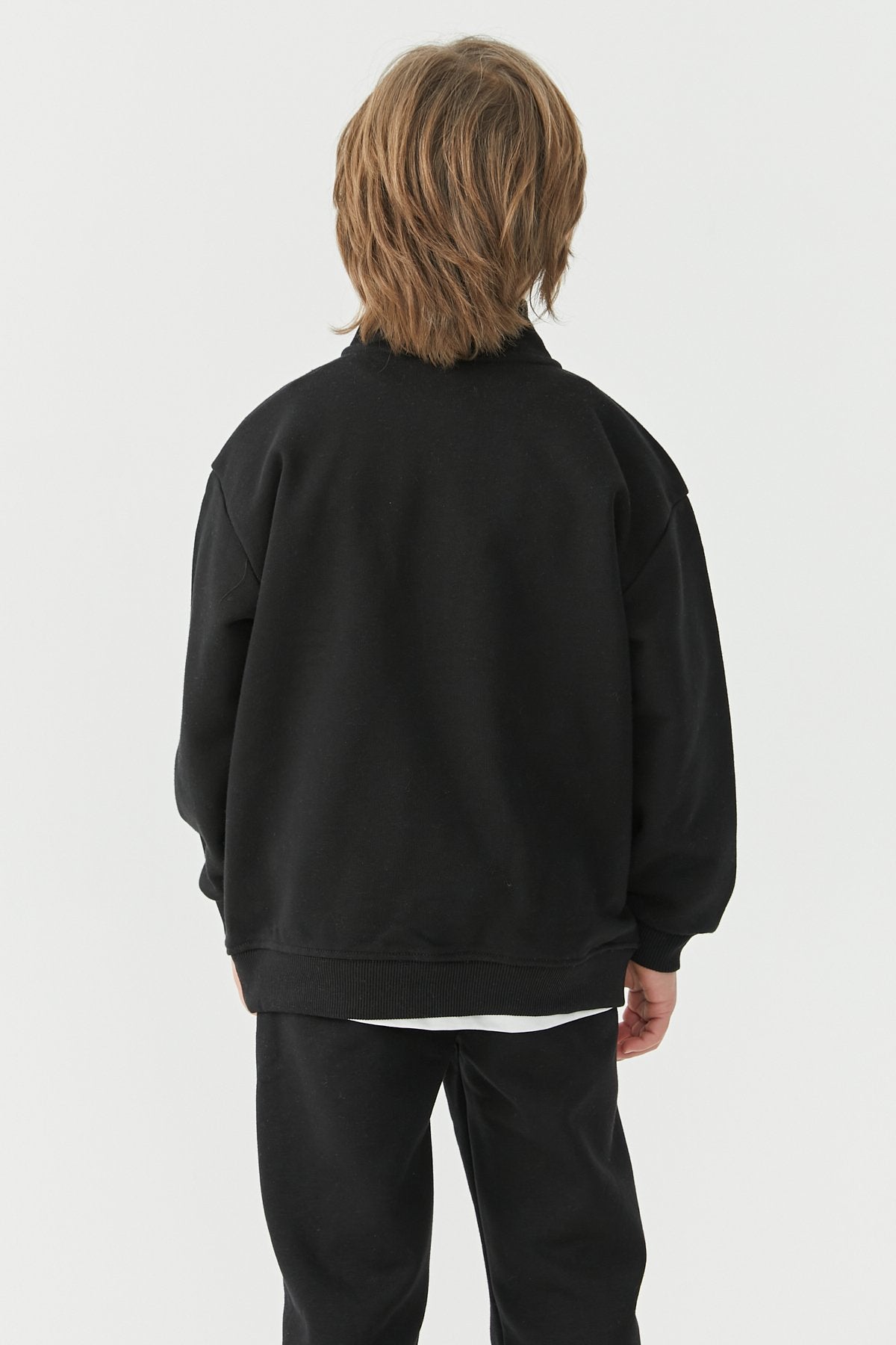 Boy's Collar Zippered Sweat Top
