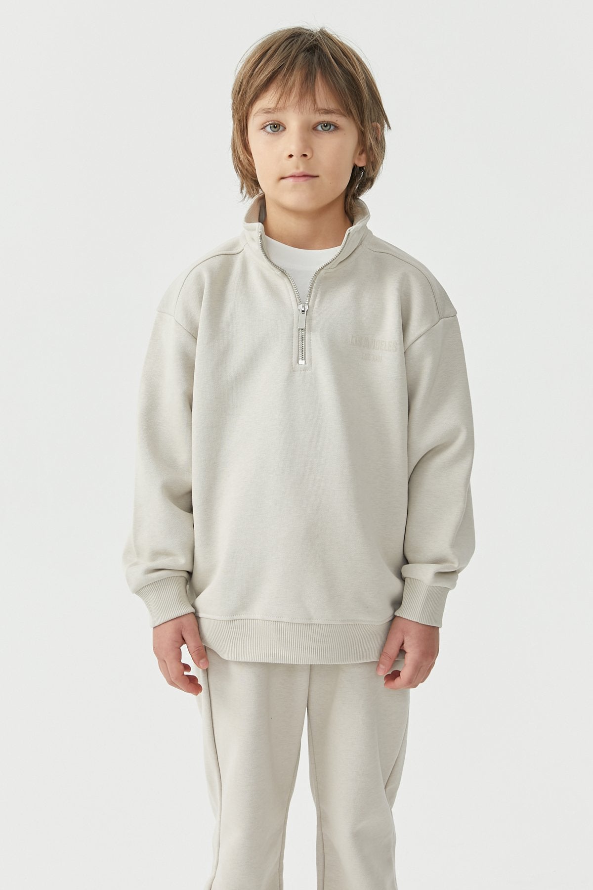Boy's Collar Zippered Sweat Top