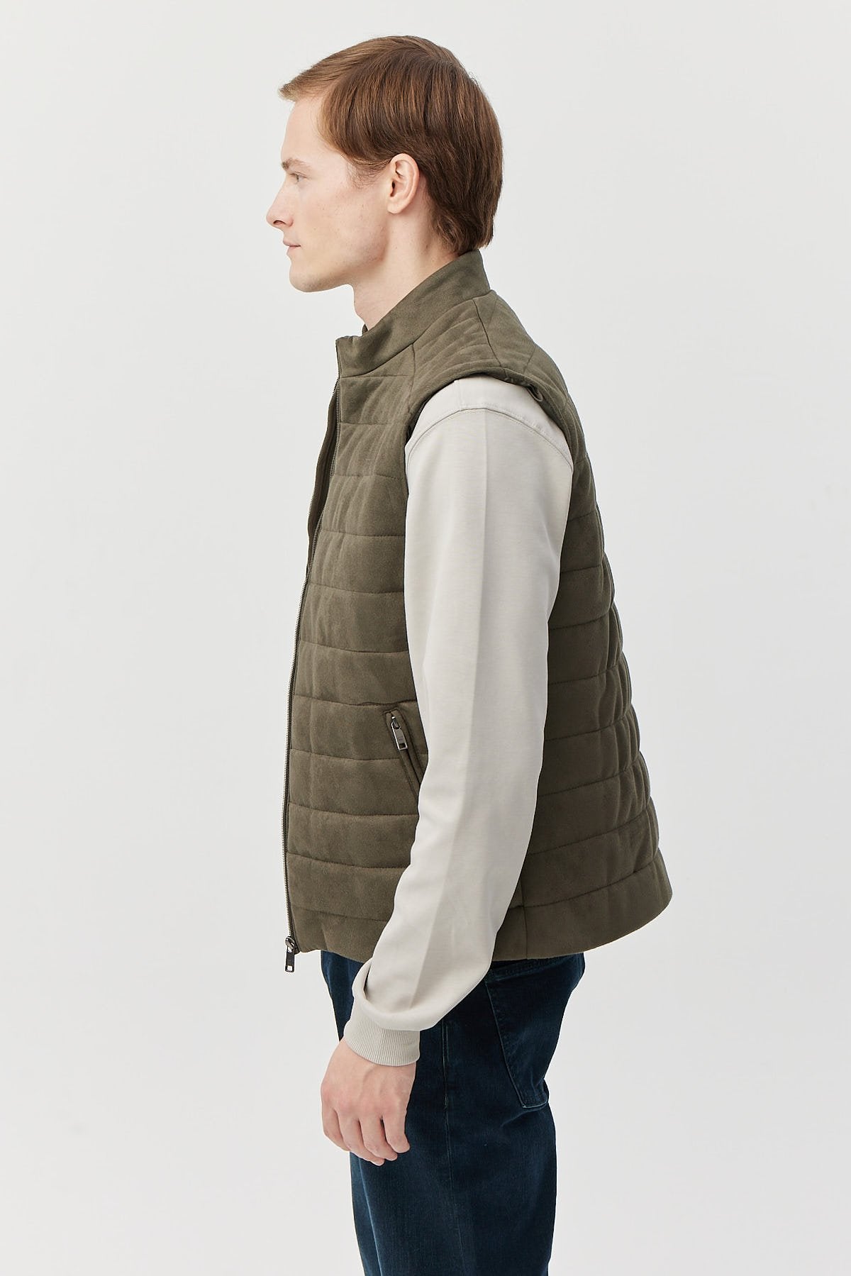 Men's Stand Collar Suede Vest
