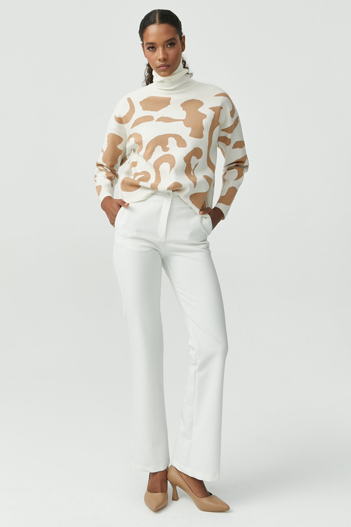 Women's Turtleneck Patterned Knitwear Sweater