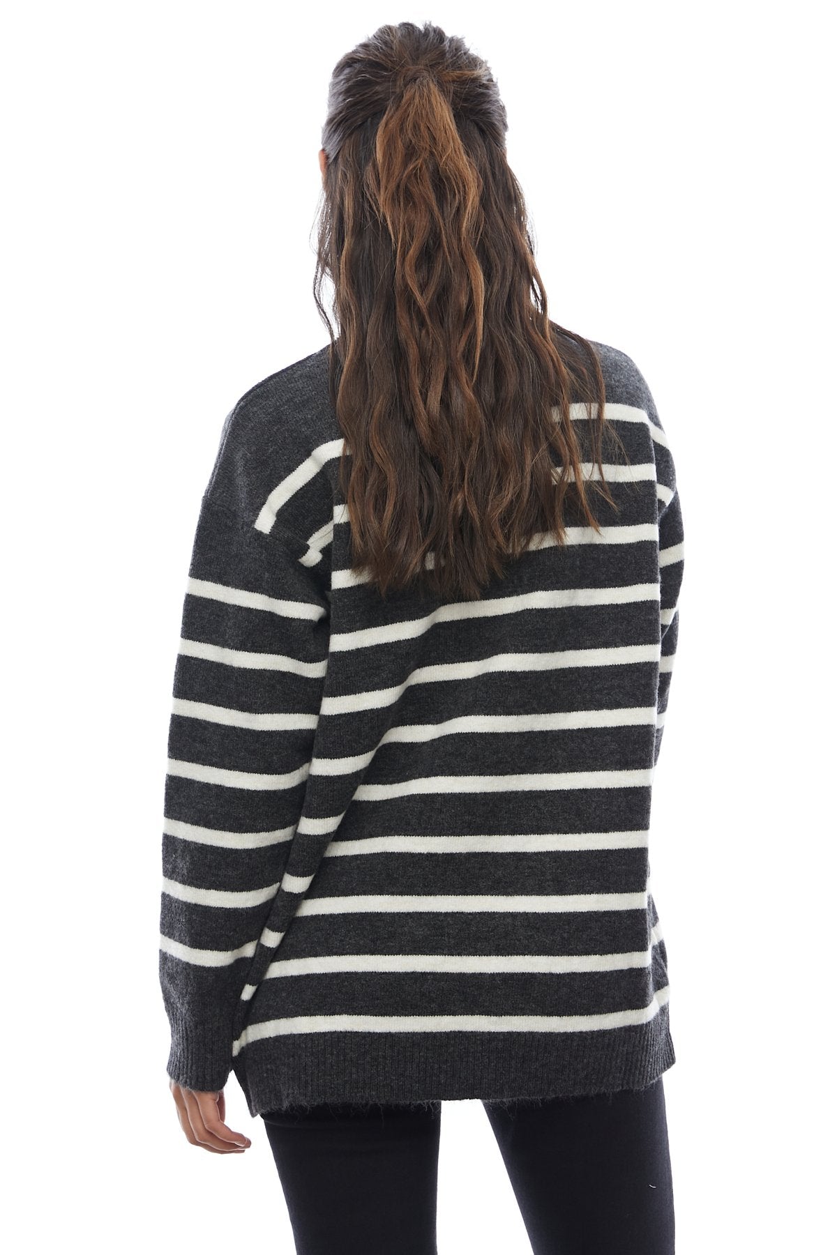 Women's Striped Turtleneck Knit Sweater