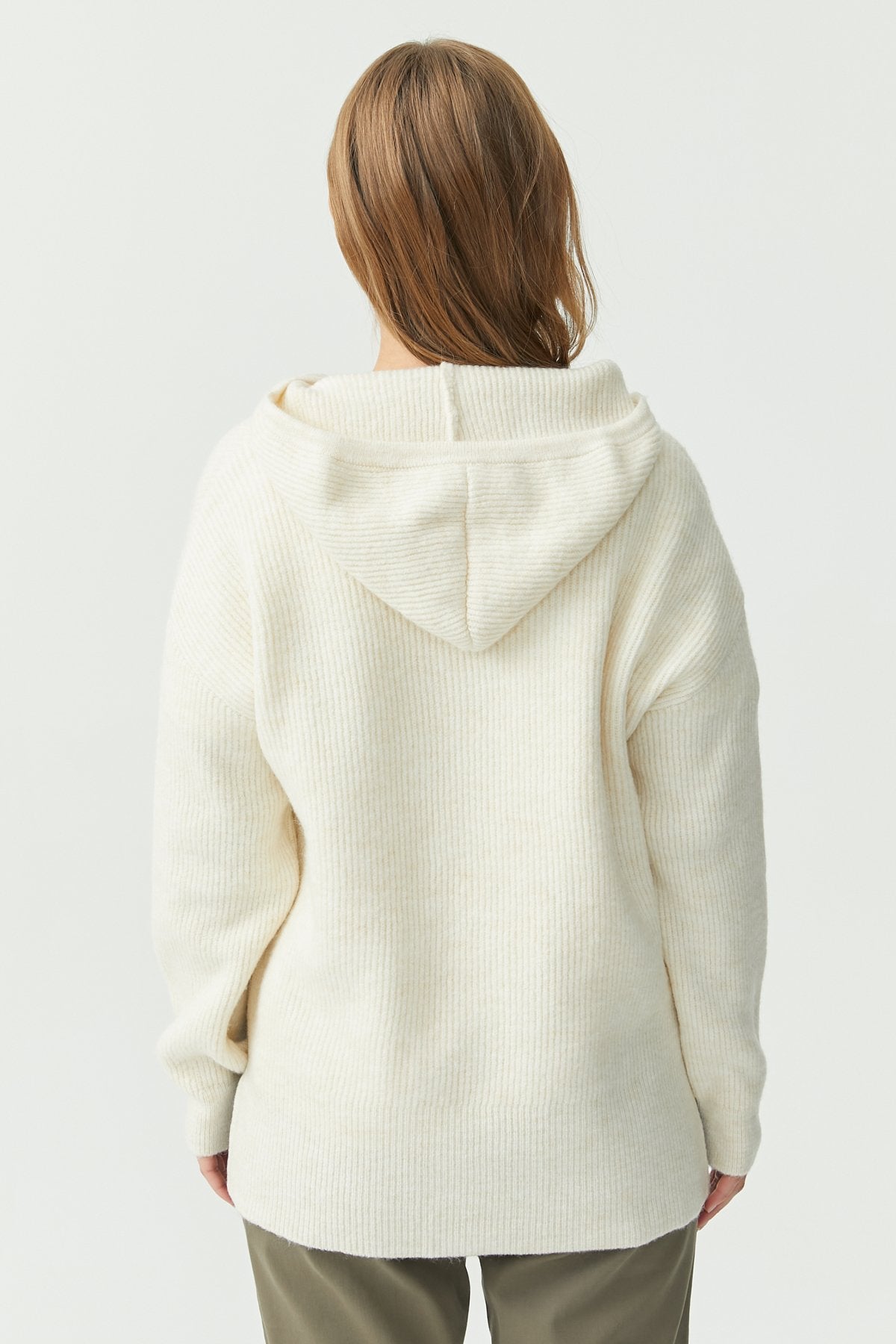 Women's Hooded Zippered Knitwear Sweater