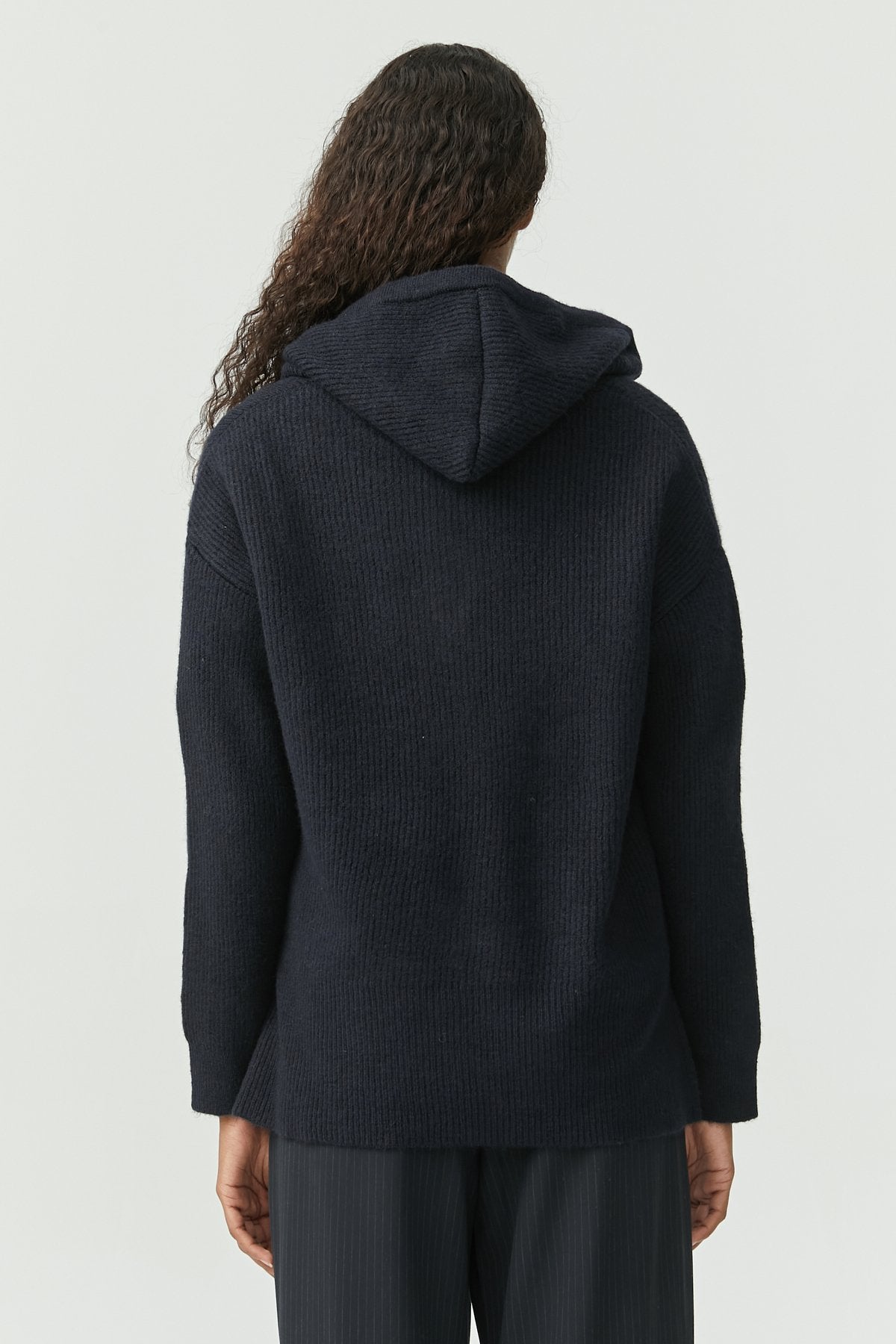 Women's Hooded Zippered Knitwear Sweater