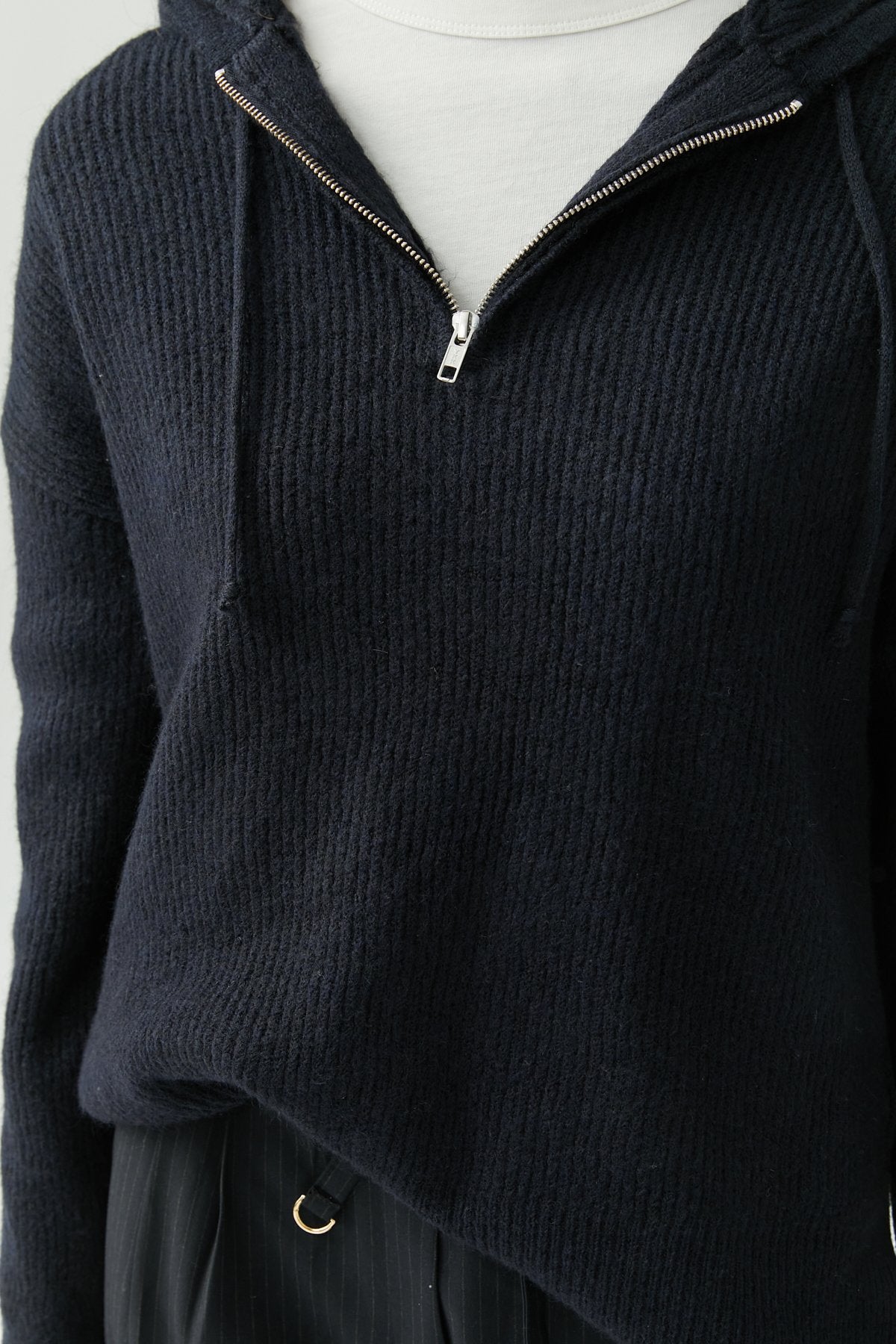 Women's Hooded Zippered Knitwear Sweater