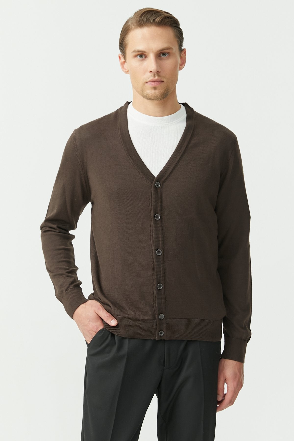 Men's V-Neck Buttoned Knitwear Cardigan