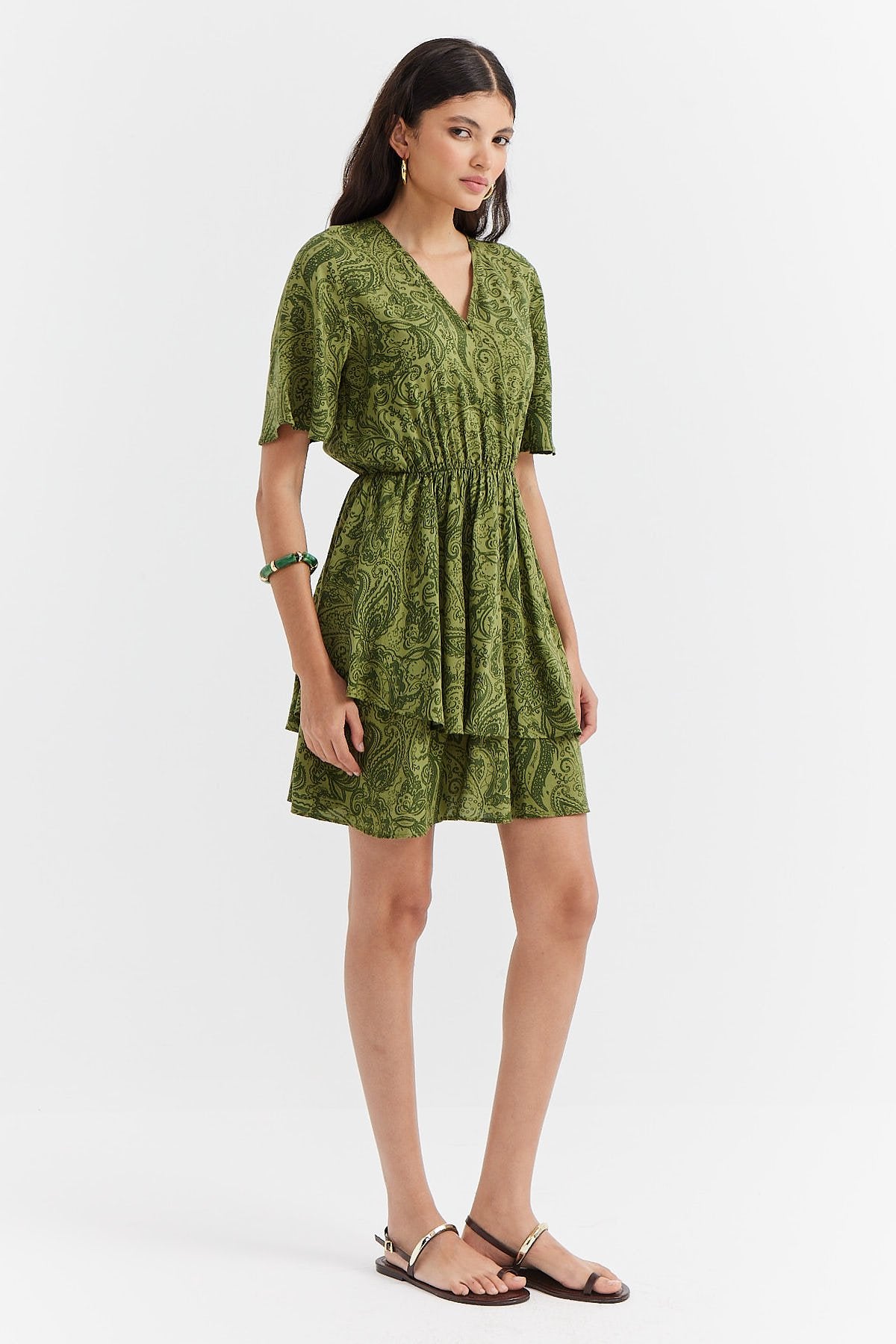 Women's Elastic Waist Patterned Dress