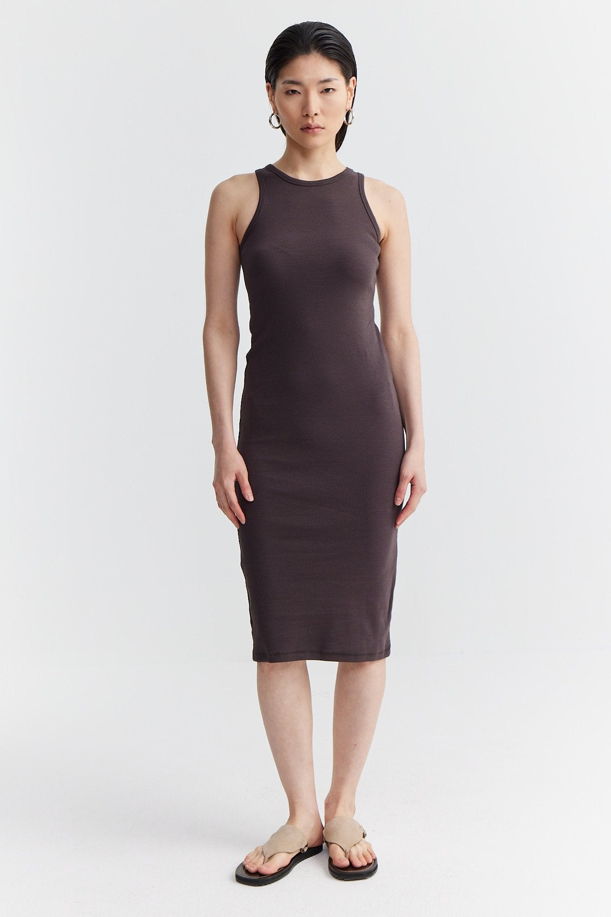 Women's Halter Neck Ribbed Dress