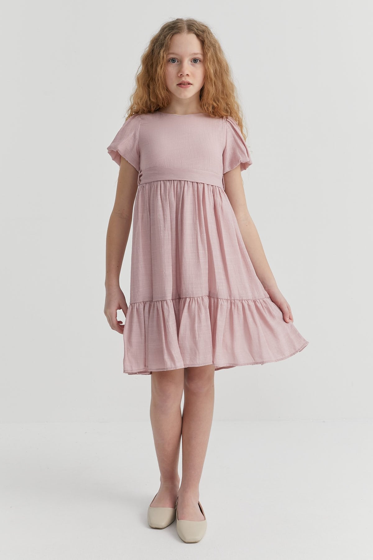 فستان بناتي برباط الخصر