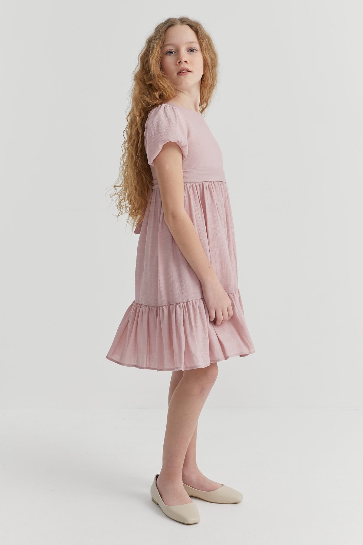 فستان بناتي برباط الخصر