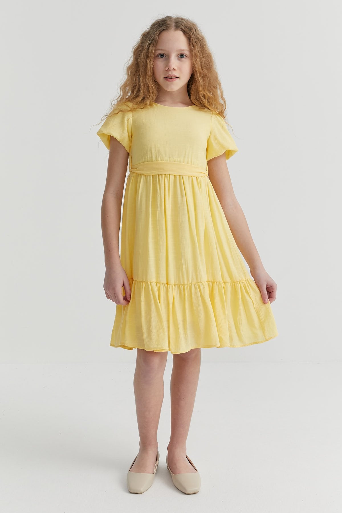 فستان بناتي برباط الخصر