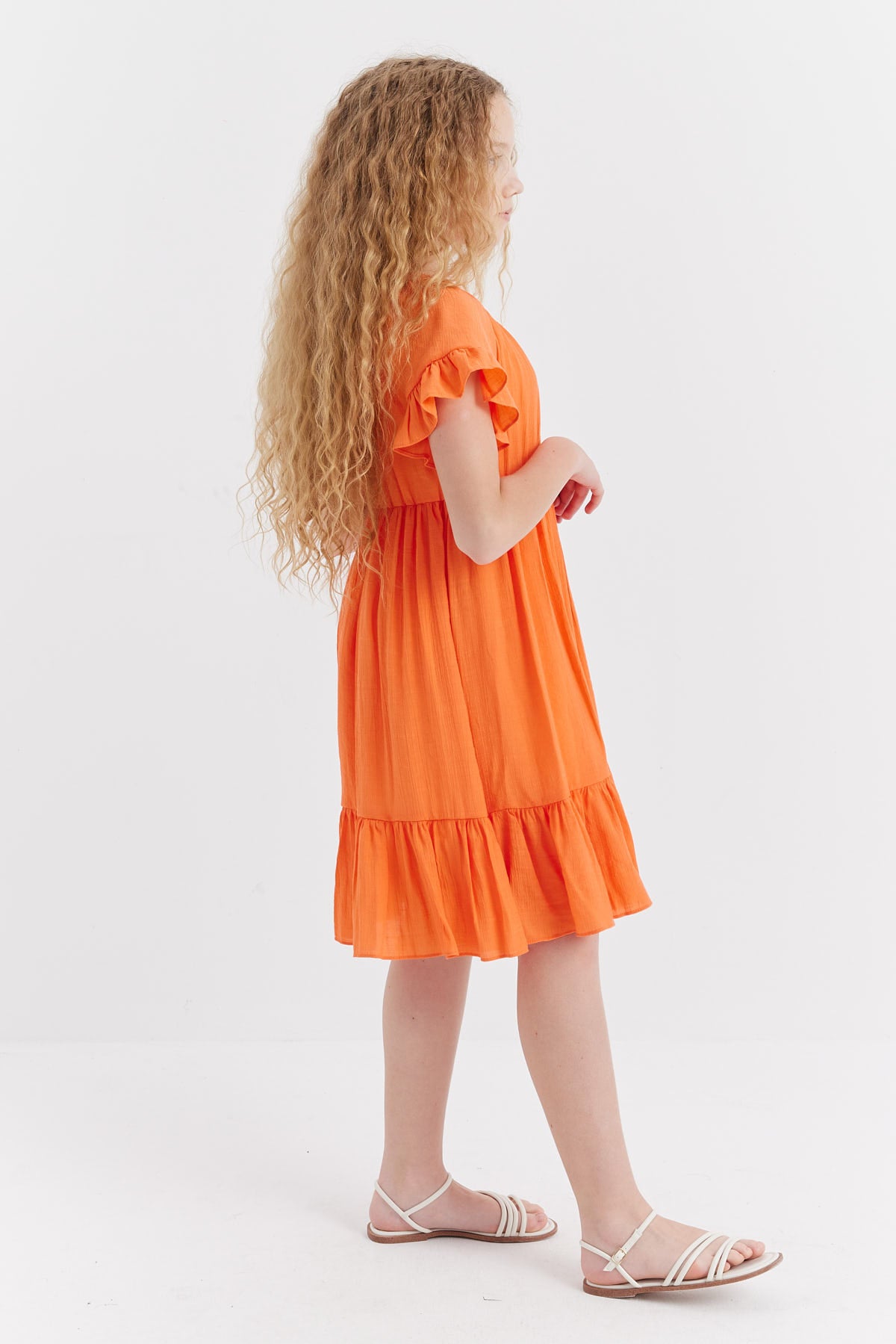 فستان بناتي مجمع عند الخصر