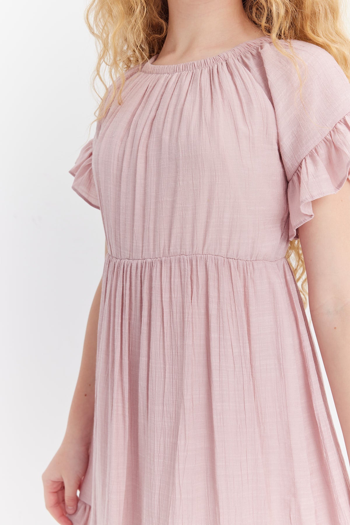 فستان بناتي مجمع عند الخصر