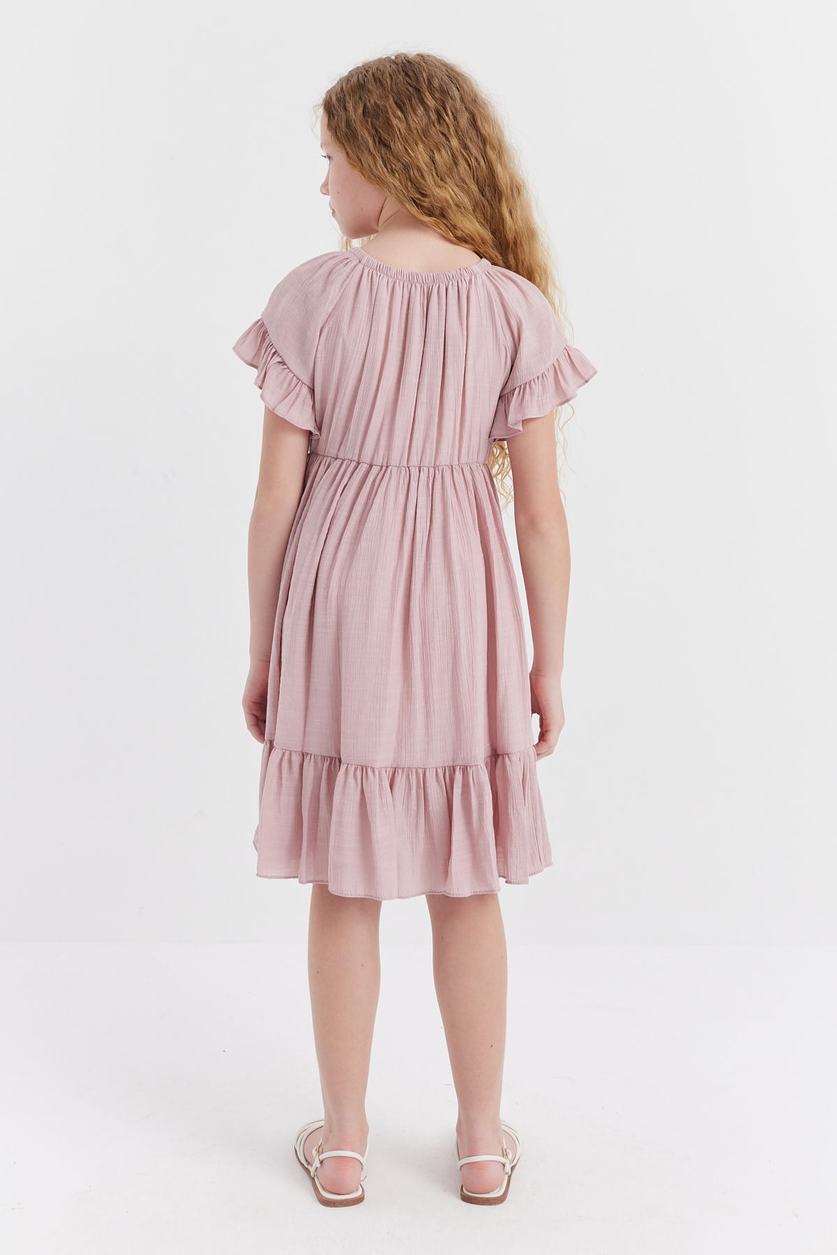 فستان بناتي مجمع عند الخصر