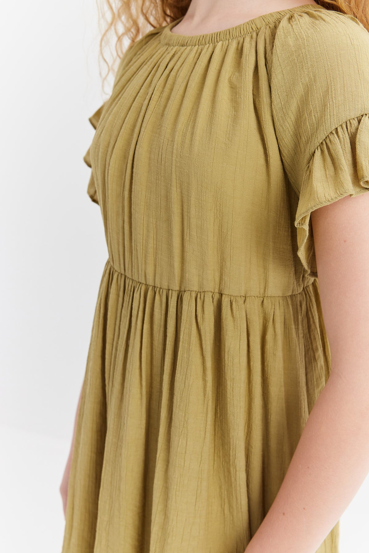 فستان بناتي مجمع عند الخصر