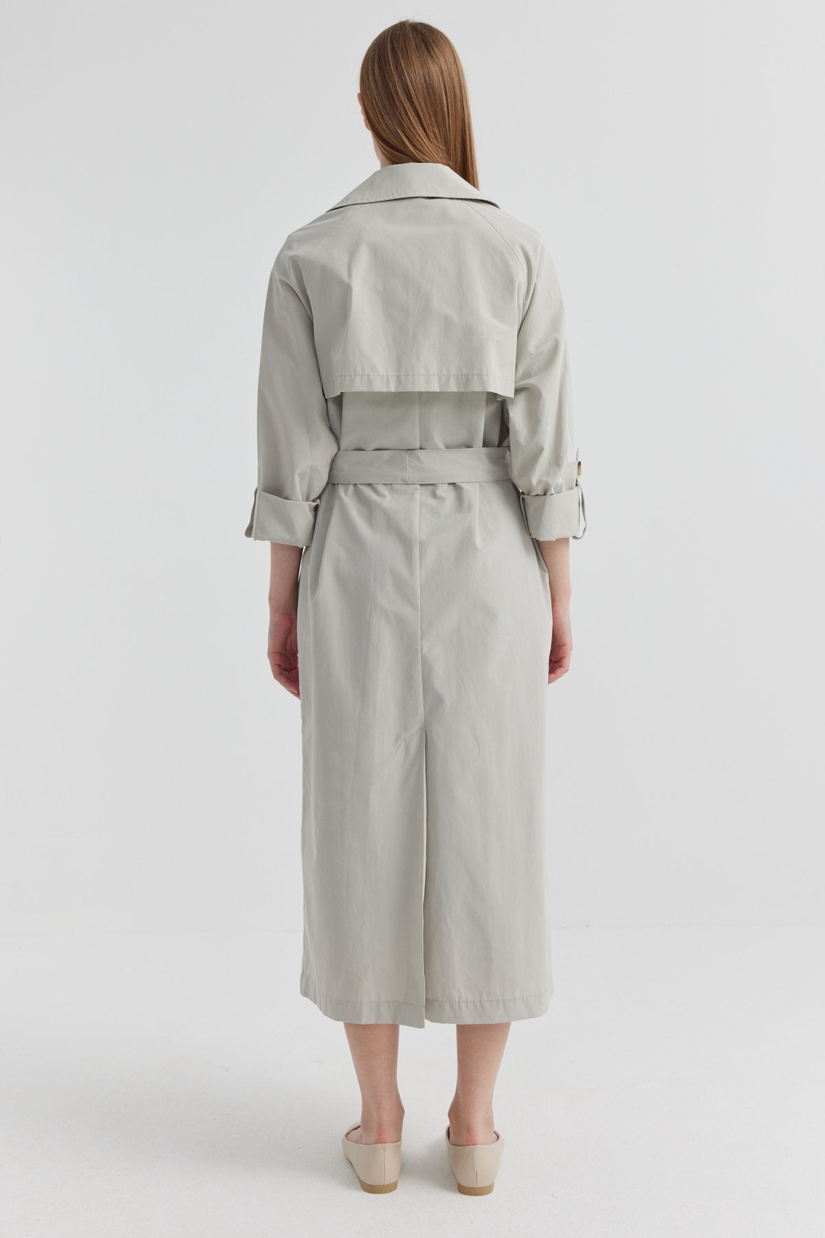 Women's Swallow Collar Belted Trench Coat
