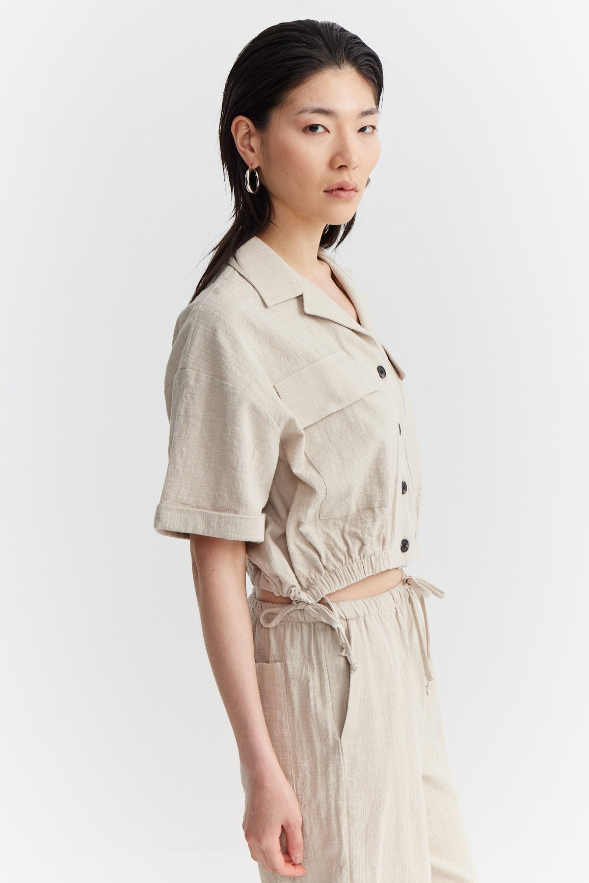 Women's Textured Shirt with Flap Pocket