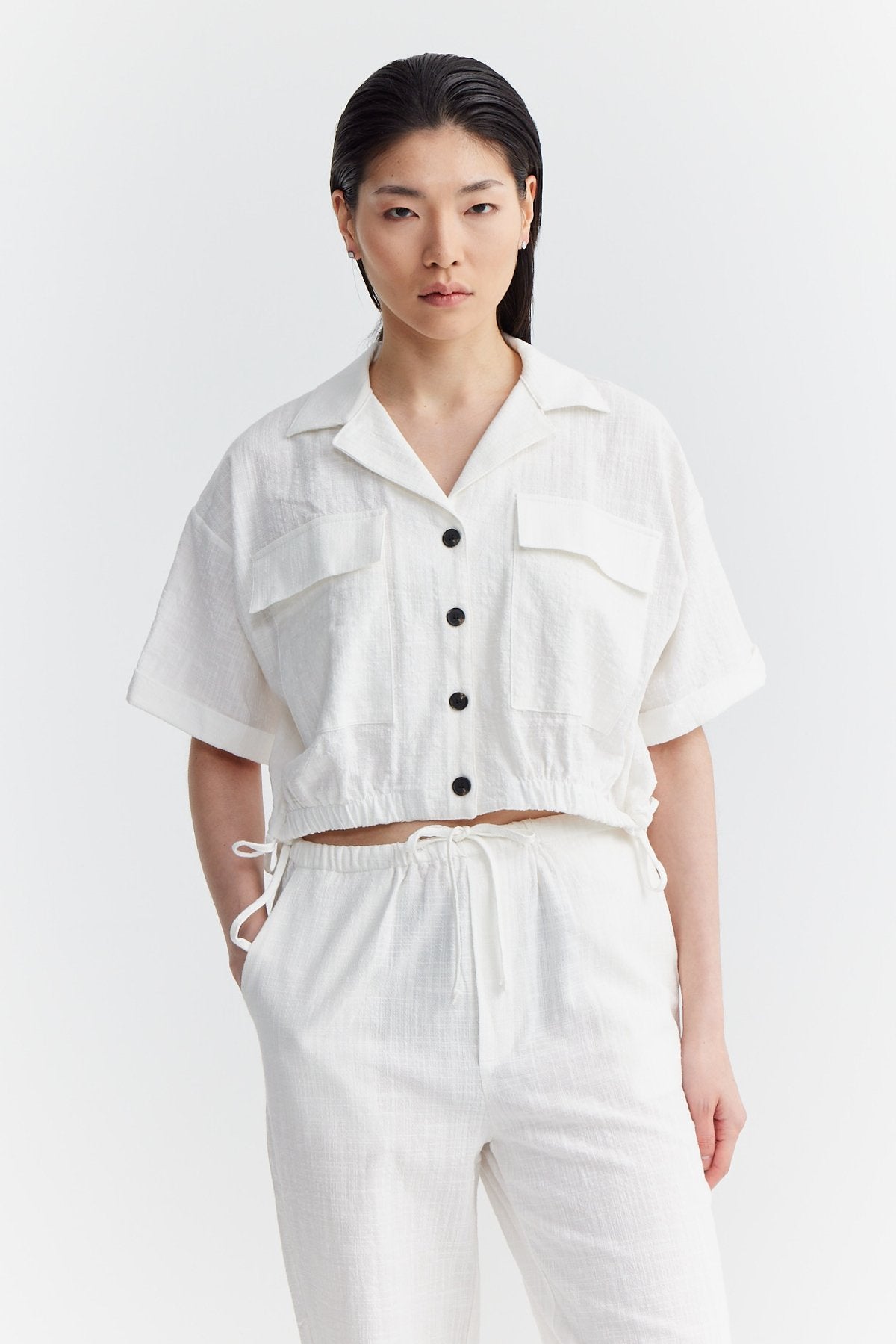 Women's Textured Shirt with Flap Pocket