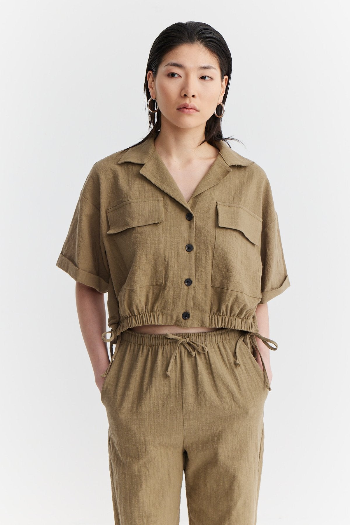 Women's Textured Shirt with Flap Pocket