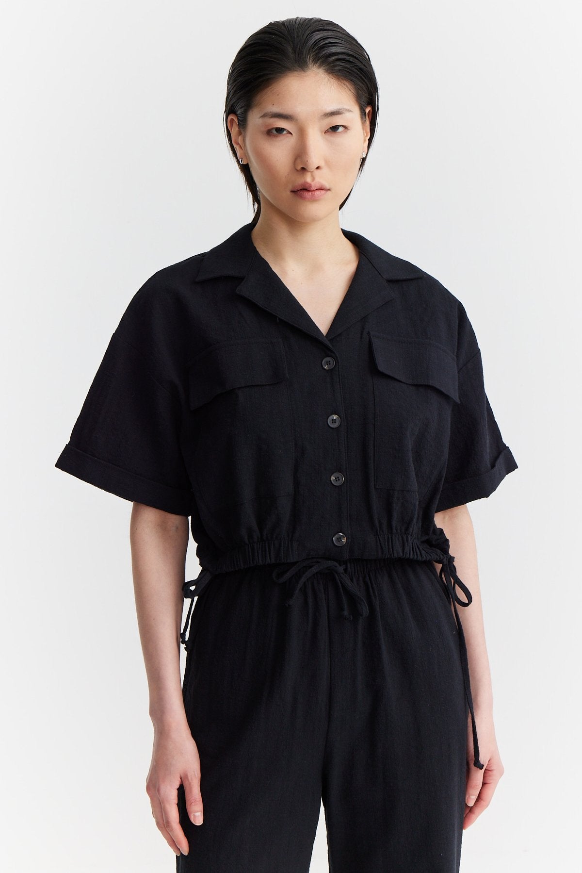 Women's Textured Shirt with Flap Pocket