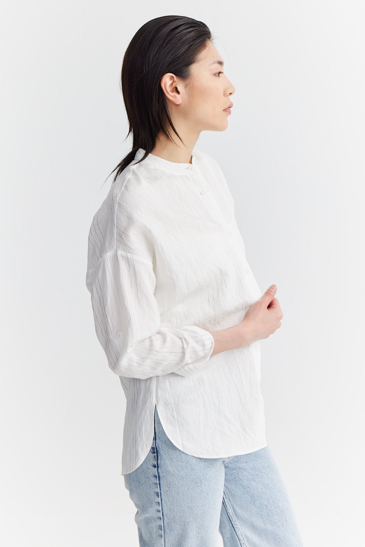 Shirt with a Grandad Collar Detail