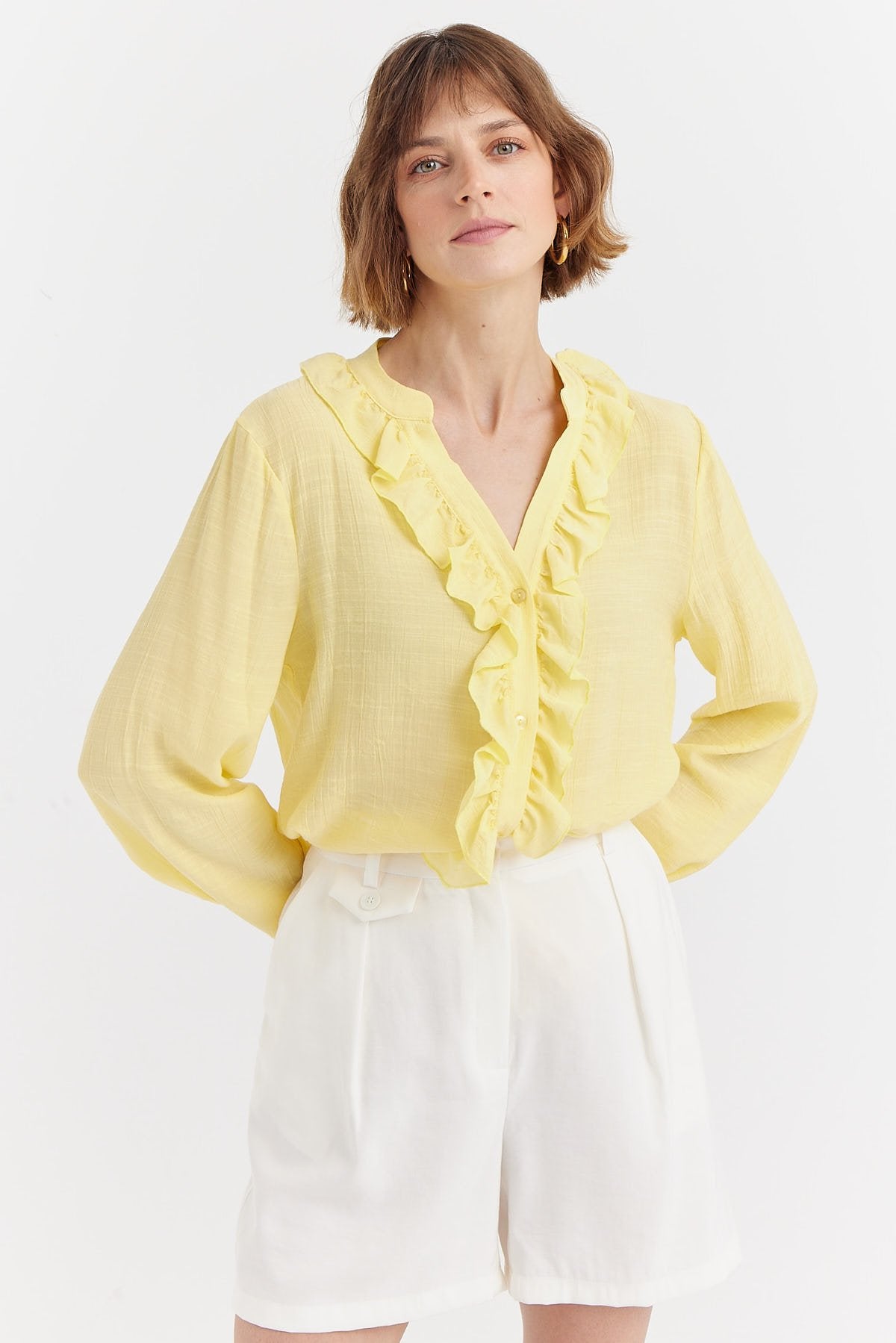Women's Ruffle Detailed Collar Shirt