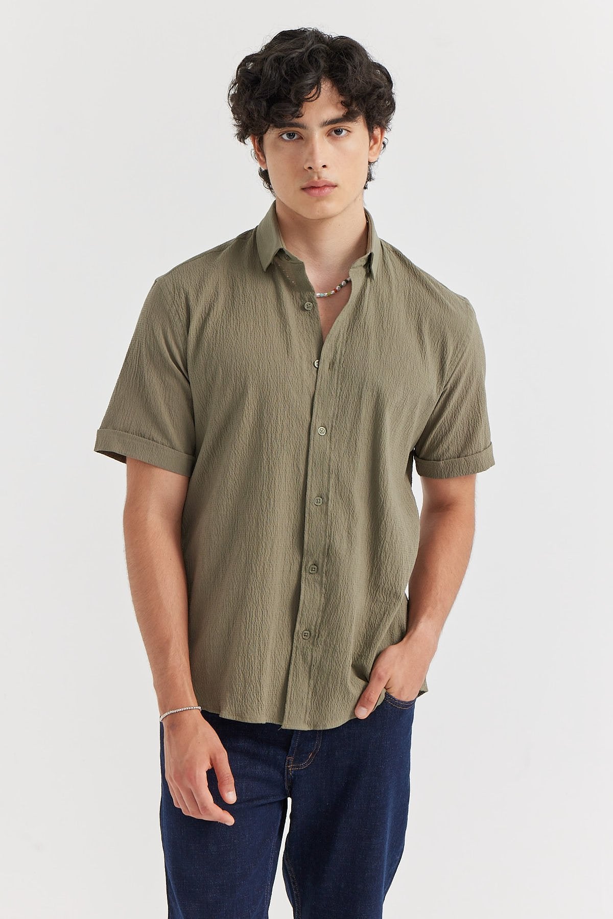 Men's Textured Short Sleeve Shirt