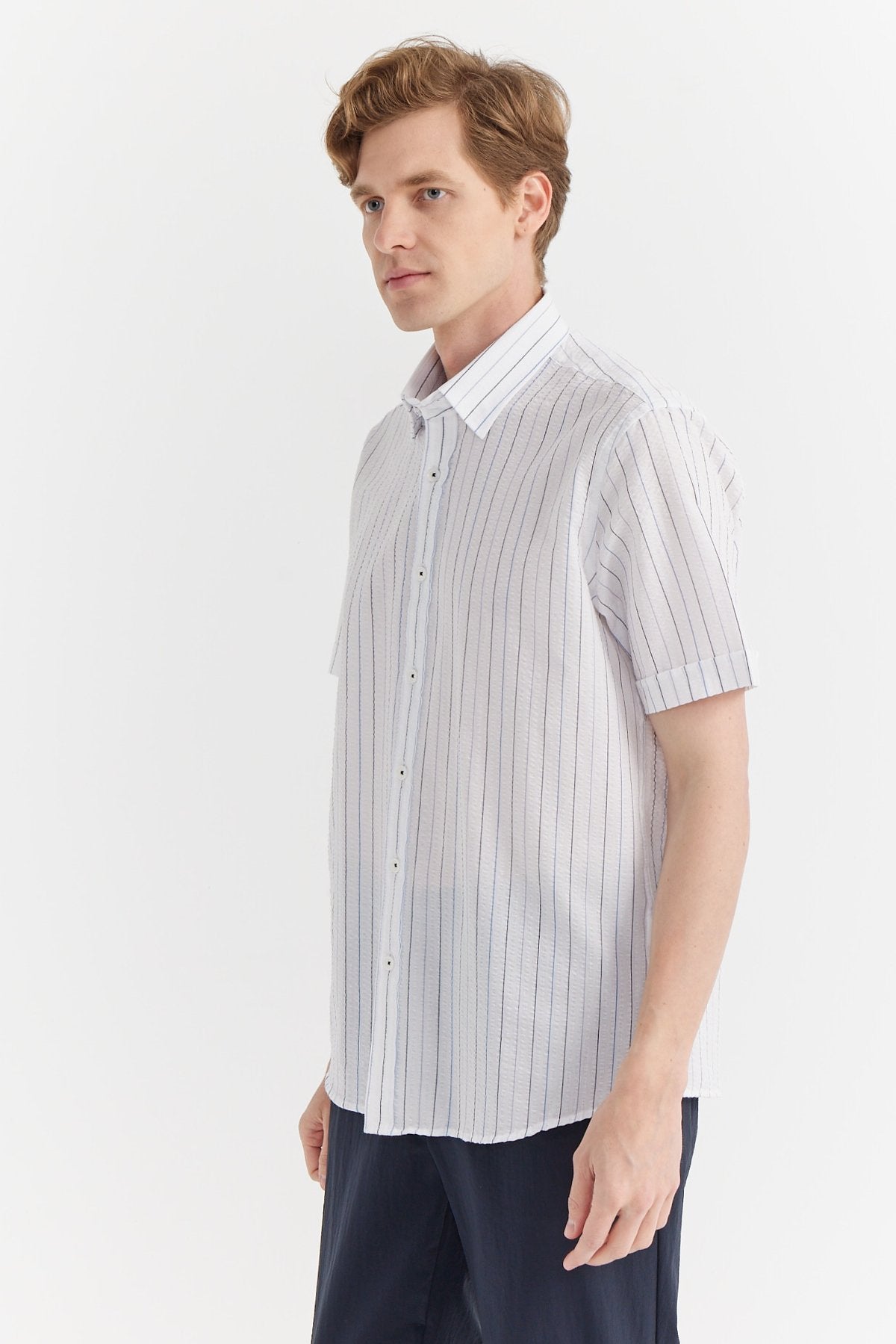 Men's Regular Striped Short Sleeve Shirt