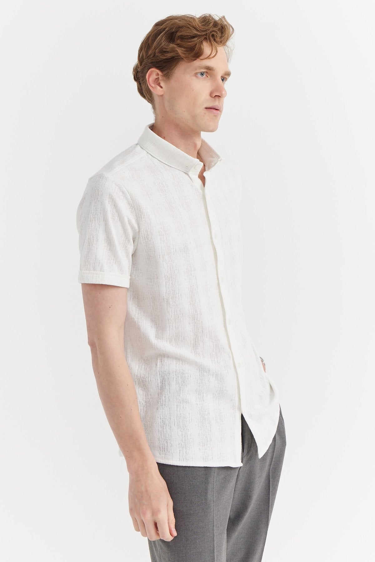 Men's Short Sleeve Textured Shirt