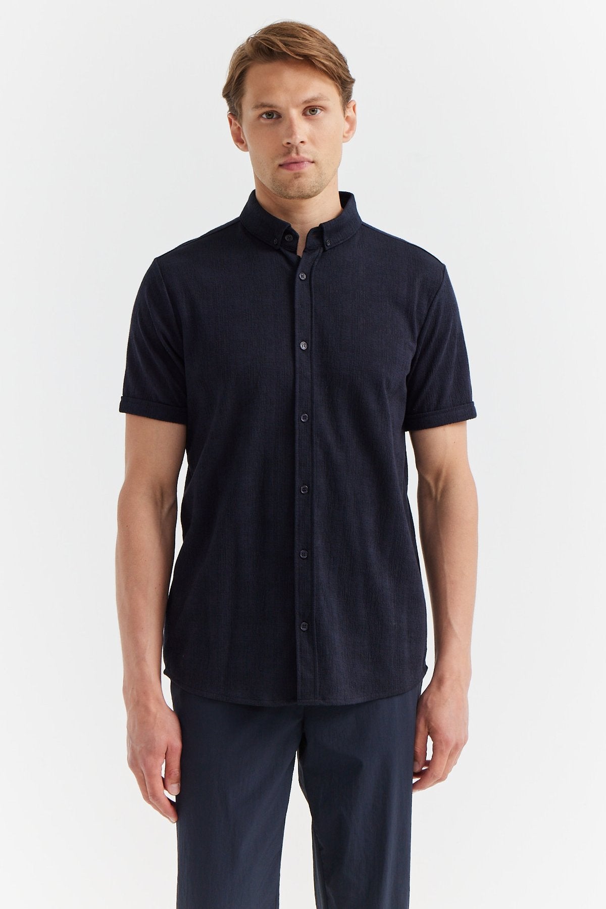 Men's Short Sleeve Textured Shirt