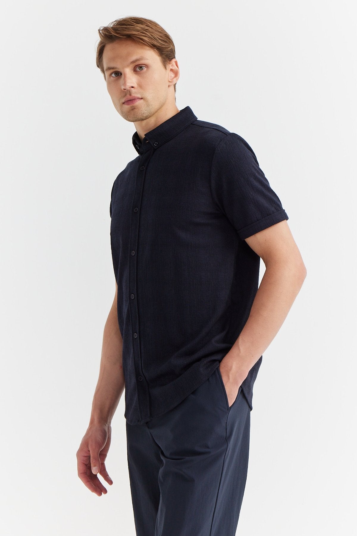 Men's Short Sleeve Textured Shirt