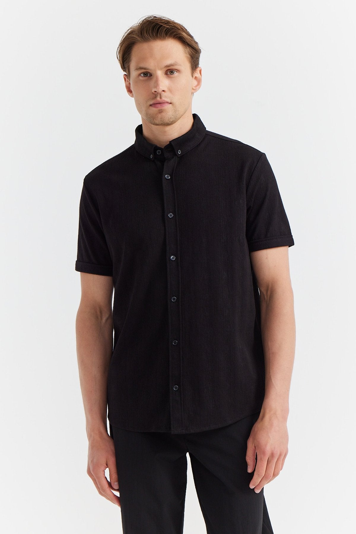 Men's Short Sleeve Textured Shirt