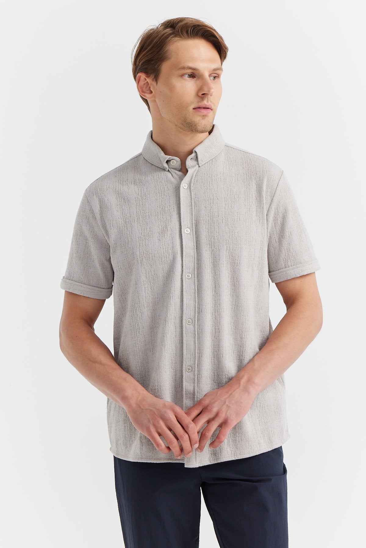 Men's Short Sleeve Textured Shirt