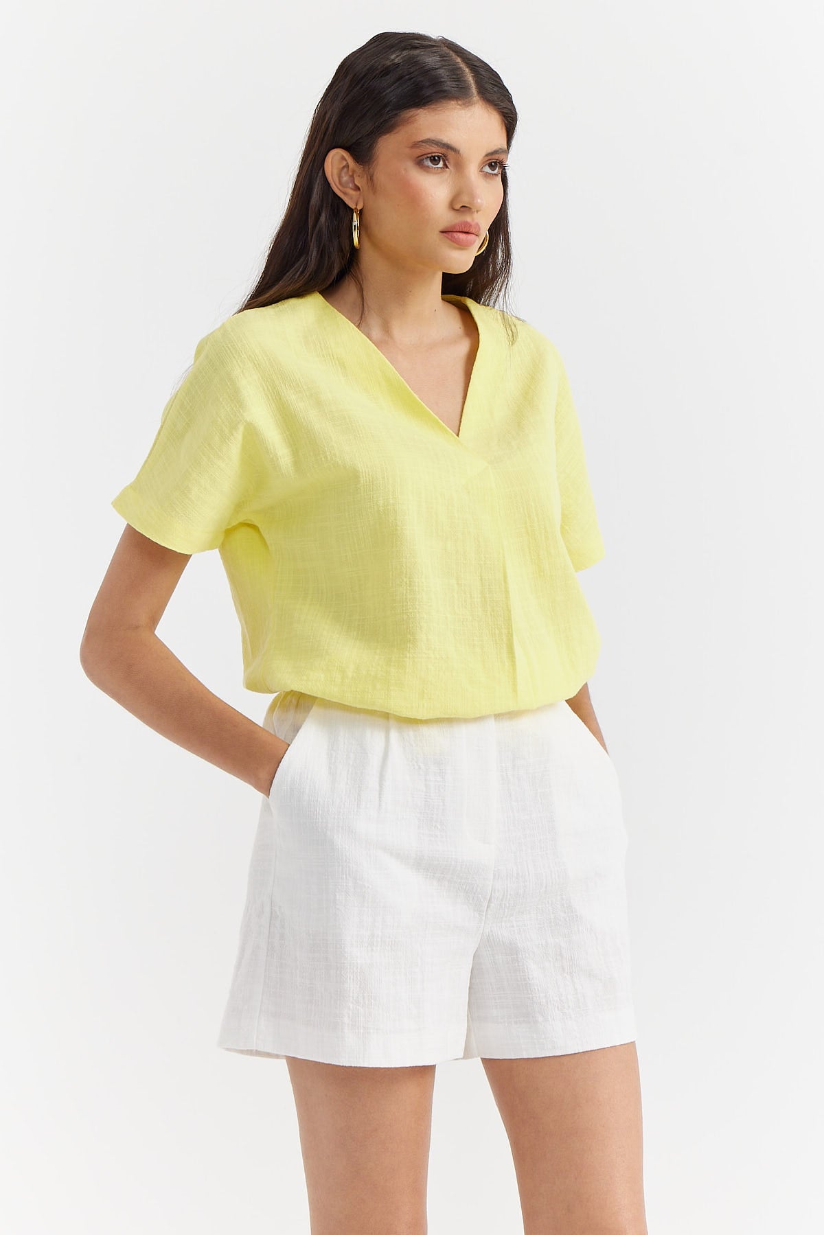 Women's V-Neck Cotton Blouse