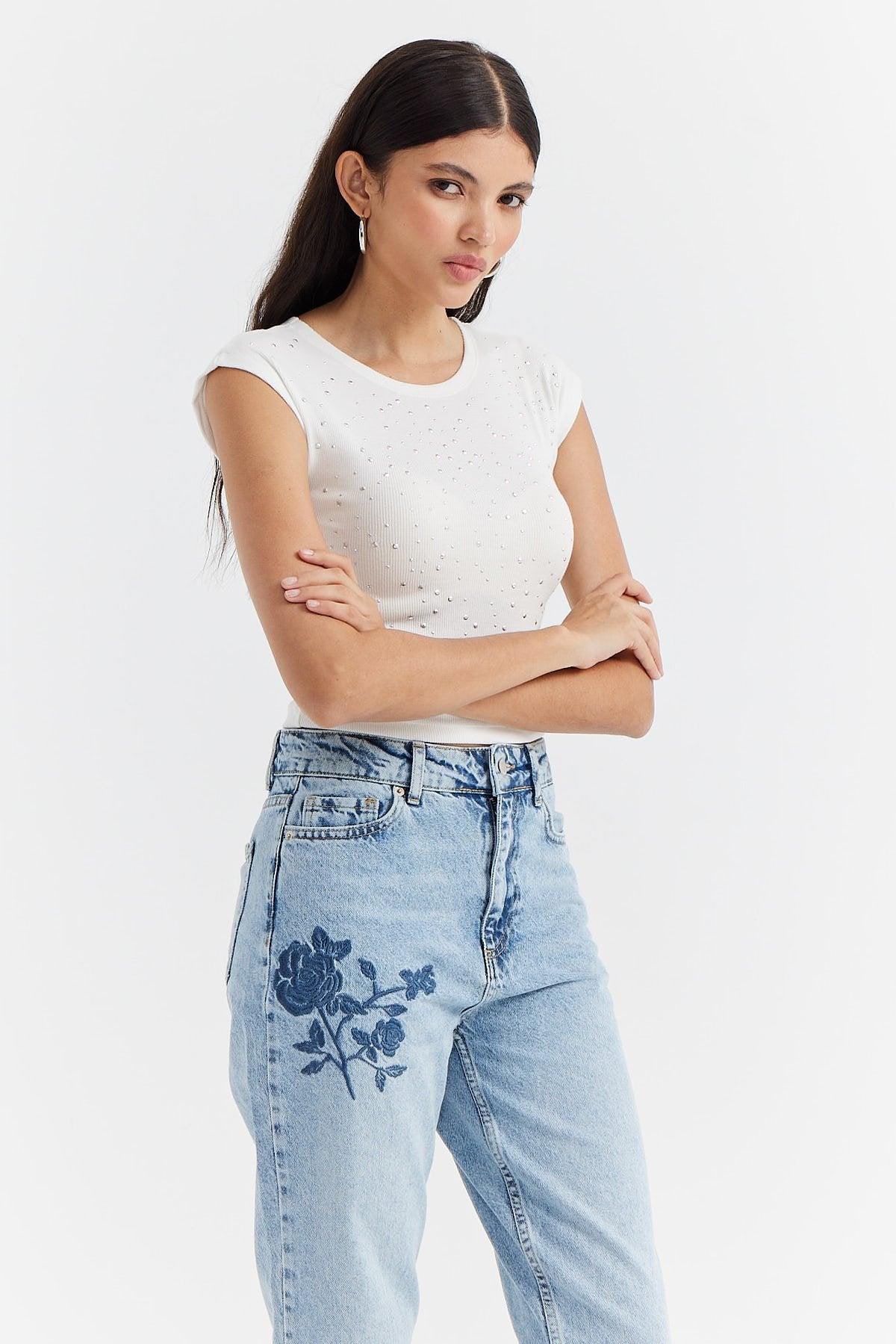 Women's Shiny Stone Printed Blouse