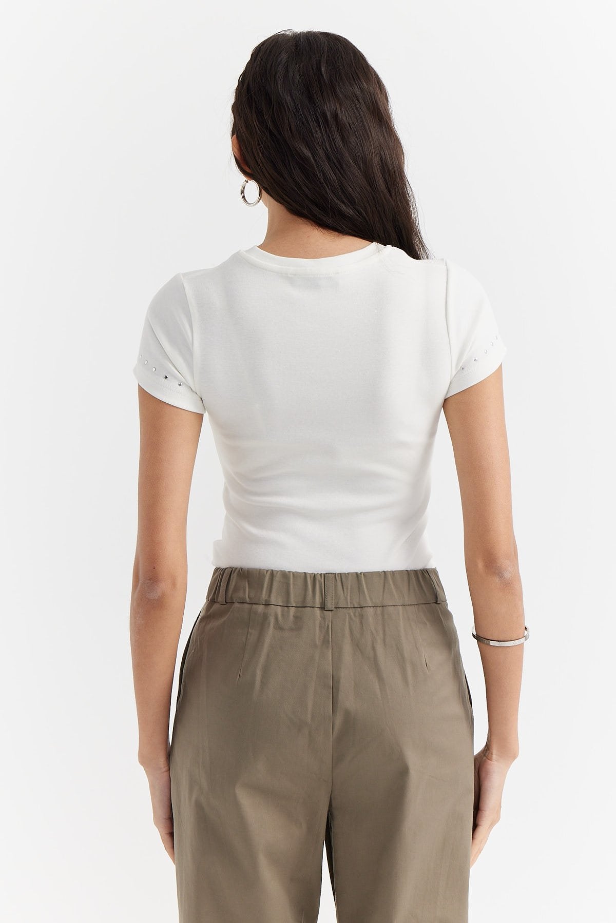 Women's Collar and Sleeve Stone Printed Blouse