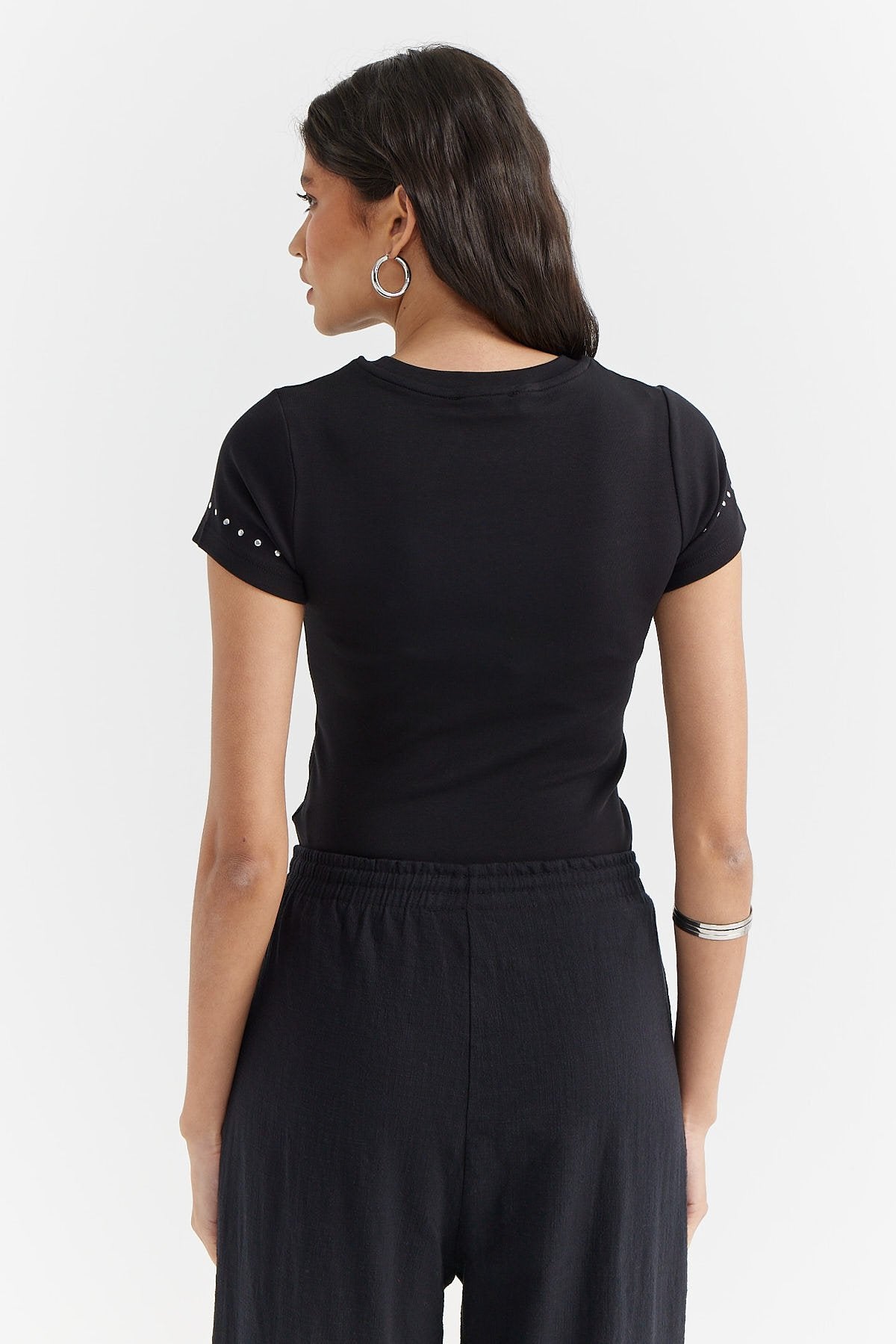 Women's Collar and Sleeve Stone Printed Blouse